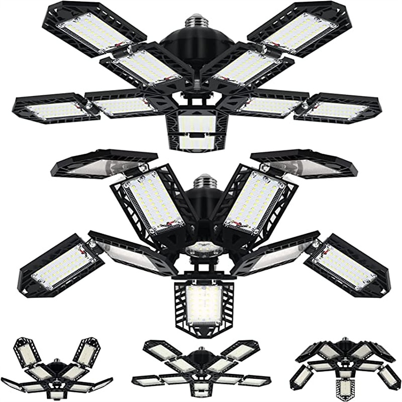 led garážová světla žárovka 6/8/10 panelů 200w 20000lm 6500k led osvětlení obchodu s deformovatelnými panely světlo v suterénu garáže stropní světla 2025 - $50.34 –P2