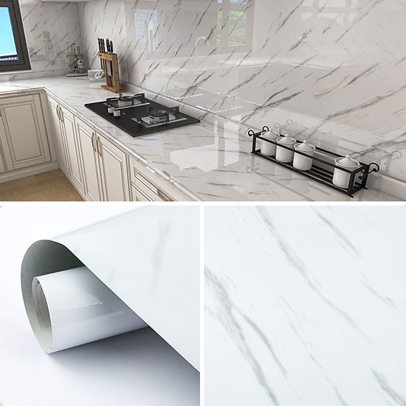 cool wallpapers marmeren behang muurschildering waterdicht oliebestendig vochtbestendig meubels renovatie zelfklevend gemakkelijk verwijderbare wandbekleding keuken aanrecht kast plank voering 2025 - $13.99 –P7