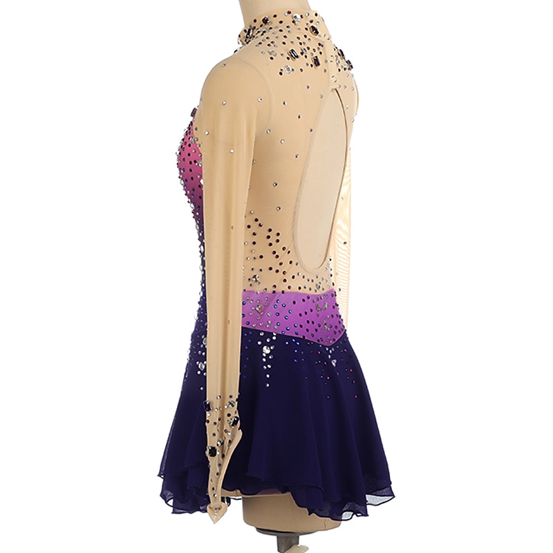 Vestido de patinaje artístico Mujer Chica Patinaje Sobre Hielo Vestidos Borgoña Azul Real Púrpula Claro Dedo Pulgar Espalda Abierta Licra Alta elasticidad Entrenamiento Competición Ropa de Patinaje 2026 - $191.99 –P9