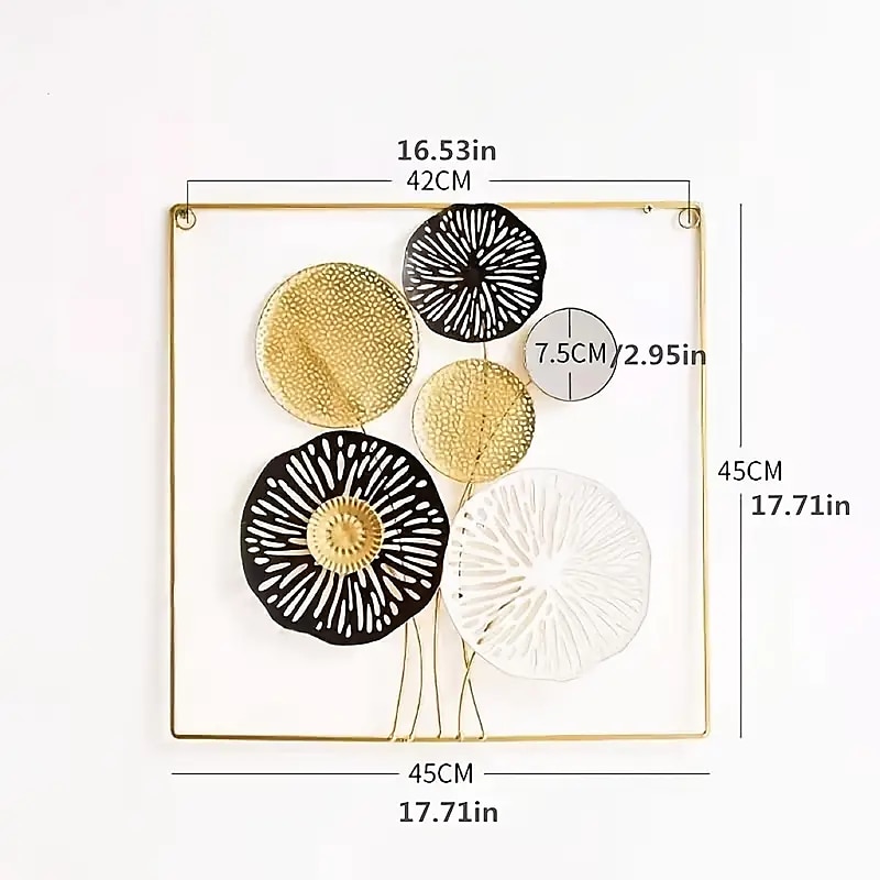 Décoration murale 1pc, décoration murale en métal conçue avec une feuille de lotus, décoration murale suspendue rustique, art mural en métal de ferme, décoration murale moderne pour le bureau de la chambre à coucher du salon de 2025 ? $38.99 –P3