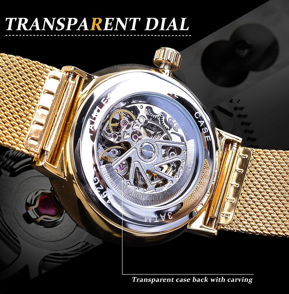WINNER Men Mechanical Watch Luxury Large Dial Fashion Business Hollow Skeleton Automatic Self-winding Luminous Stainless Steel Watch 2025 - $57.99 –P6