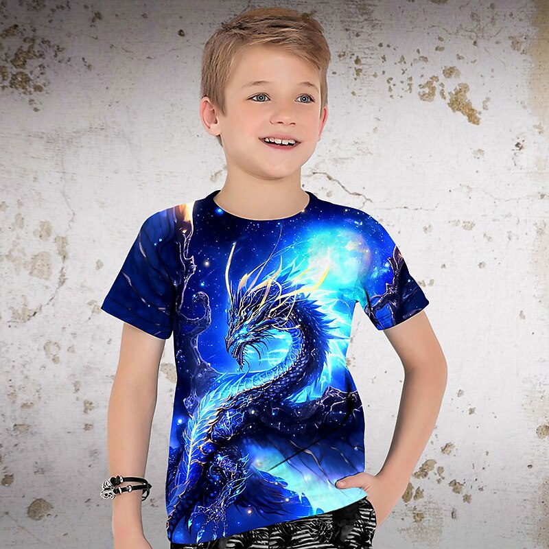 Boys 3D Graphic Animal Dragon T shirt Tee Short Sleeve 3D Print Summer Spring Active Sports Fashion Kids 3-12 Years Outdoor Casual Daily Regular Fit 2025 - $11.99 –P1