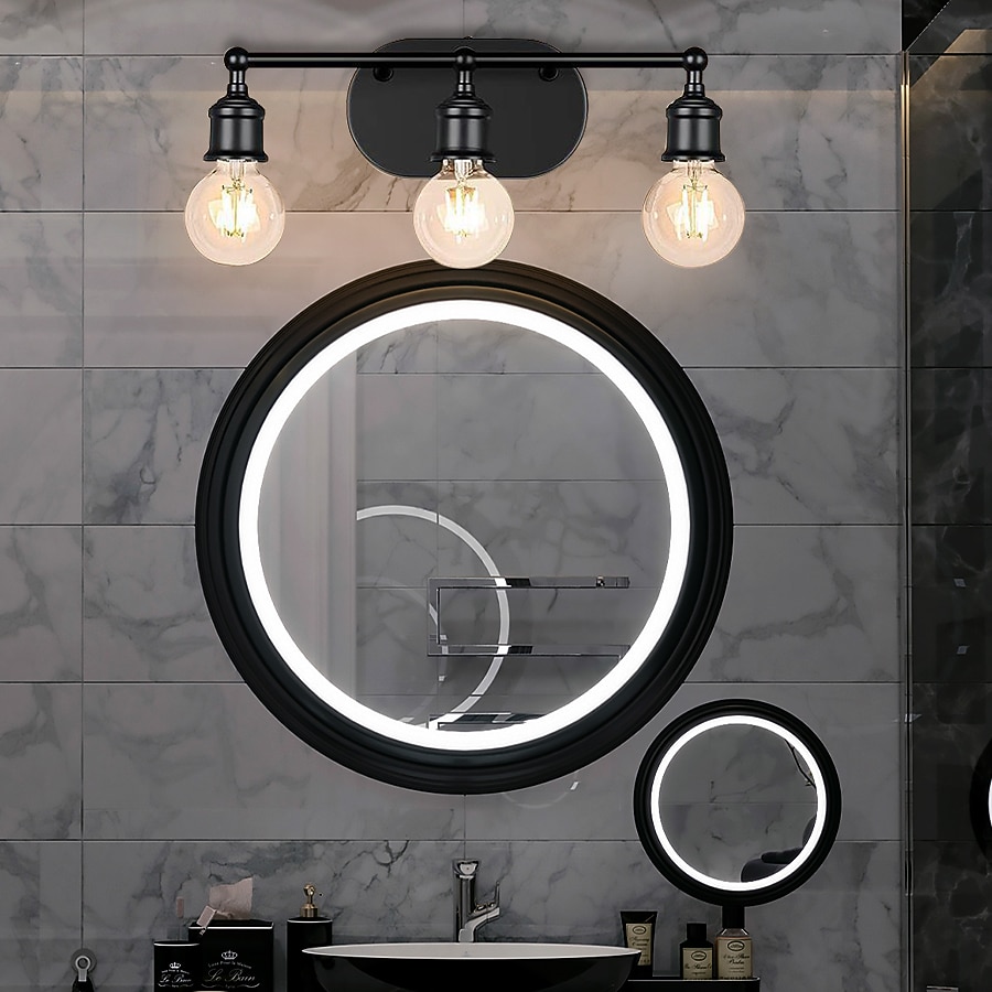 modern fekete smink világító készlet - 3 fényű fürdőszobai fali lámpa tükörhöz, konyhához, hálószobához és nappalihoz 2025 - $42.99 –P8
