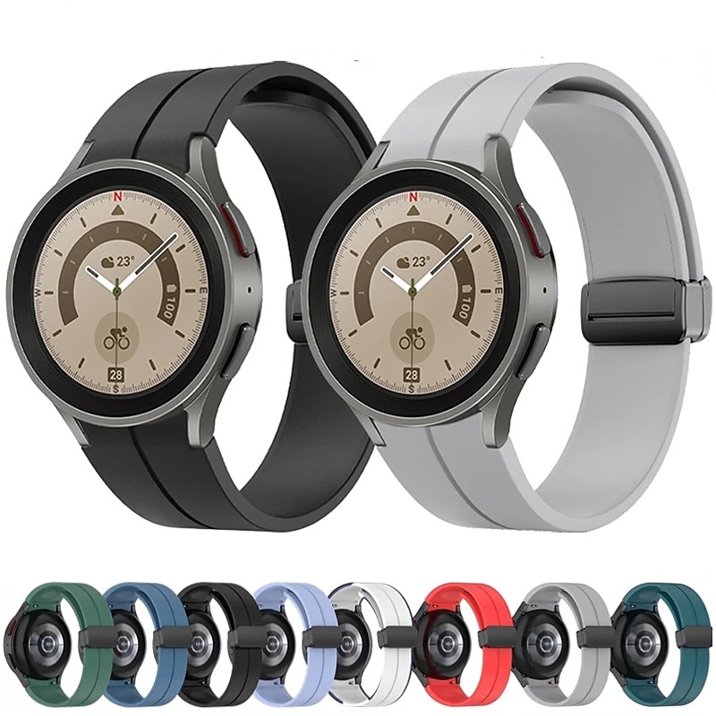 حزام إلى Samsung Galaxy Watch 7/6/5/4  40/44mm, Watch 5 Pro 45mm, Watch 6 Classic 43/47mm, Watch 4 Classic 42/46mm سيليكون إستبدال حزام مشبك مغناطيسي مشبك فراشة نساء رجال عصابة الرياضة معصمه 2025 - $12.99 -P2