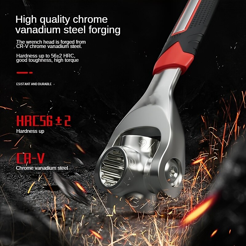 1pc Spanner Socket Wrench, Multi-Functional Spanner Tools With Spline Bolts 360 Degree Rotating Head, Universal Wrench For Furniture Car Repair 2025 - $38.99 –P3