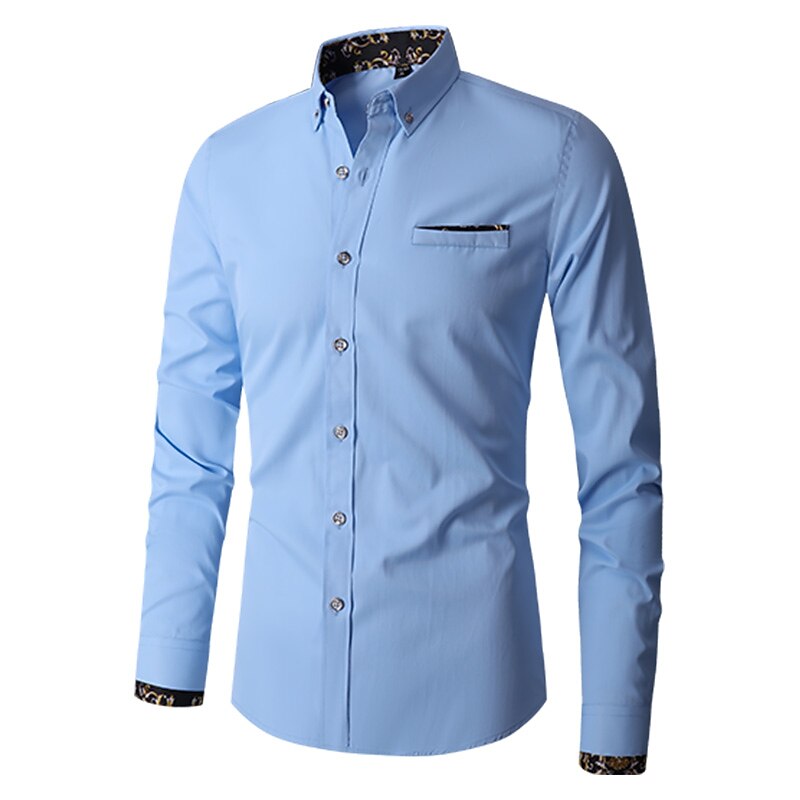 Per uomo Camicia Camicie Camicia abbottonata Resistente alle rughe Camicia con bottoni Liscio Matrimonio Ufficio e carriera Nero Bianco Vino Blu reale Manica lunga Collo ripiegabile Primavera del 2025 a $21.99 –P11