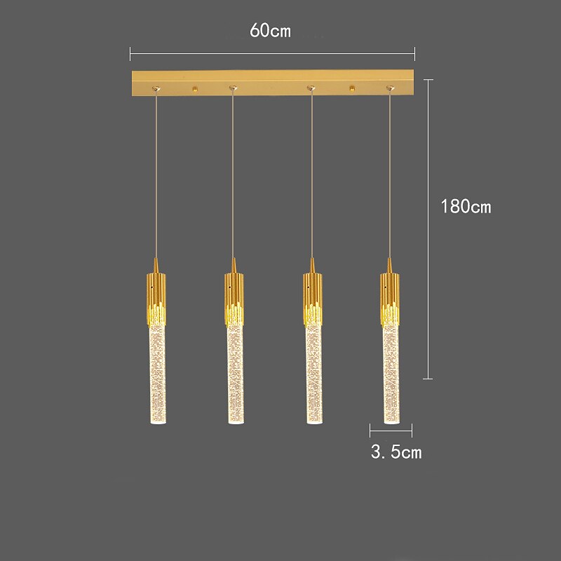 lampada a sospensione a led dimmerabile 1/2/4/5/8 testa lampada moderna in cristallo per isola da cucina, illuminazione a sospensione regolabile per isola cucina, lampadario a led in oro nero per sala del 2025 a $490.49 –P3