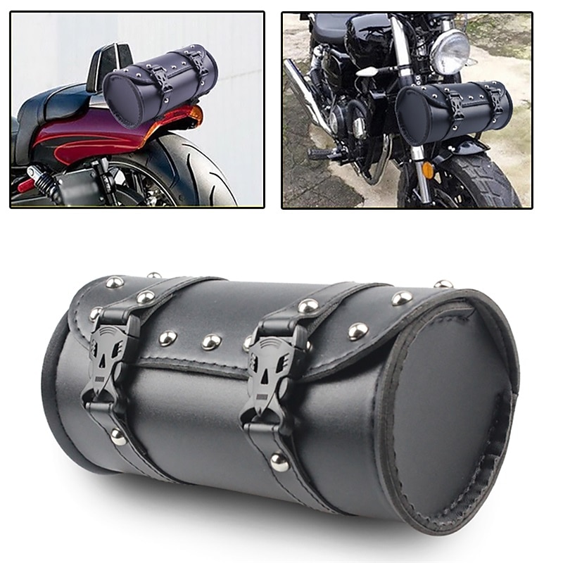 2025年 オートバイクルーザーツールバッグフォークバレル形状ハンドルバーフロントフォークバッグ黒サドルバッグオートバイパニアサドルバッグツール  コレクション – $22.99 –P2