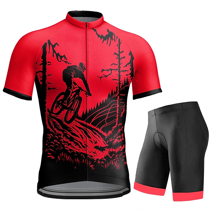 Herren Radtrikot mit Radhose kurz Trägern fahrradbekleidung Kurzarm MTB Mountain Rennrad Orange Grün Fahhrad Sportkleidung 3D-Pad Schnelltrocknend Reflexstreiffen Tasche auf der Rückseite Polyester 2025 - $43.99 –P4