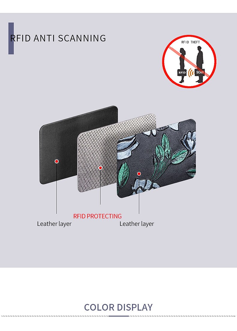 mode rfid vrouwen kaarthouder split lederen dubbele rits kaarthouder grote capaciteit 3d bloem bedrukte dame vrouwen portefeuilles portemonnee 2025 - $20.99 –P9