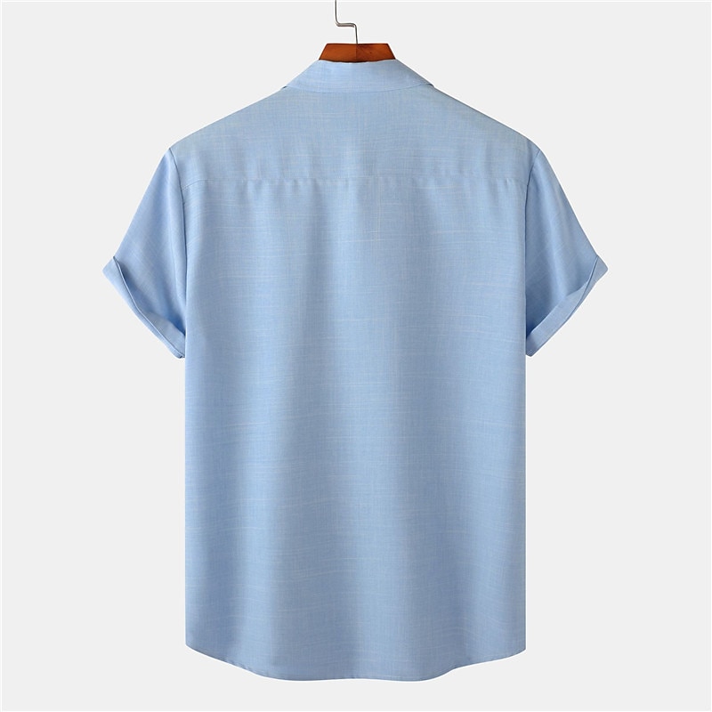 Per uomo Camicia Camicia di lino Camicia in cotone e lino Camicia Estiva Camicia casual Camicia da Spiaggia Semplice Vacanza Casuale Nero Rosa Verde scuro Viola chiaro Manica Corta Bavero Estate del 2025 a $38.99 –P12