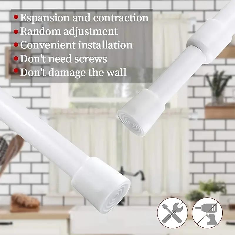 asta per tende a tensione bianca aste a molla asta per tende espandibile regolabile, per bagno, cucina, finestra, armadio, armadio, libreria progetti fai da te del 2025 a $10.49 –P2