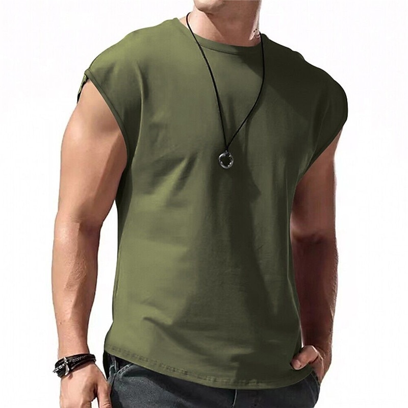 Herr Linne Undertröjor Ärmlös tröja Ärmlös Rund hals Sommar Slät Mode Designer Muskel Utomhus Utekväll Gym Svart Vit Rubinrött Topp t-shirt för män 2025 - $15.99 –P8