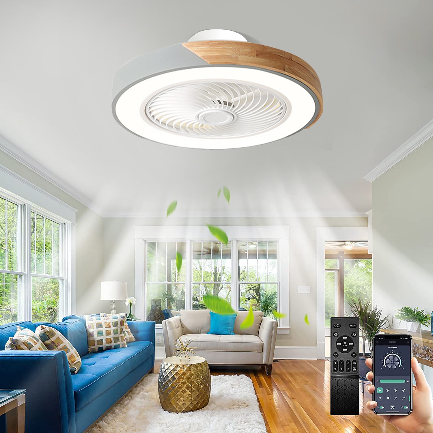 ventilateurs de plafond à led avec lumières dimmable avec contrôle à distance 20 "plafonnier encastré abat-jour en acrylique lustre chambre salon de 2025 ? $242.49 –P10