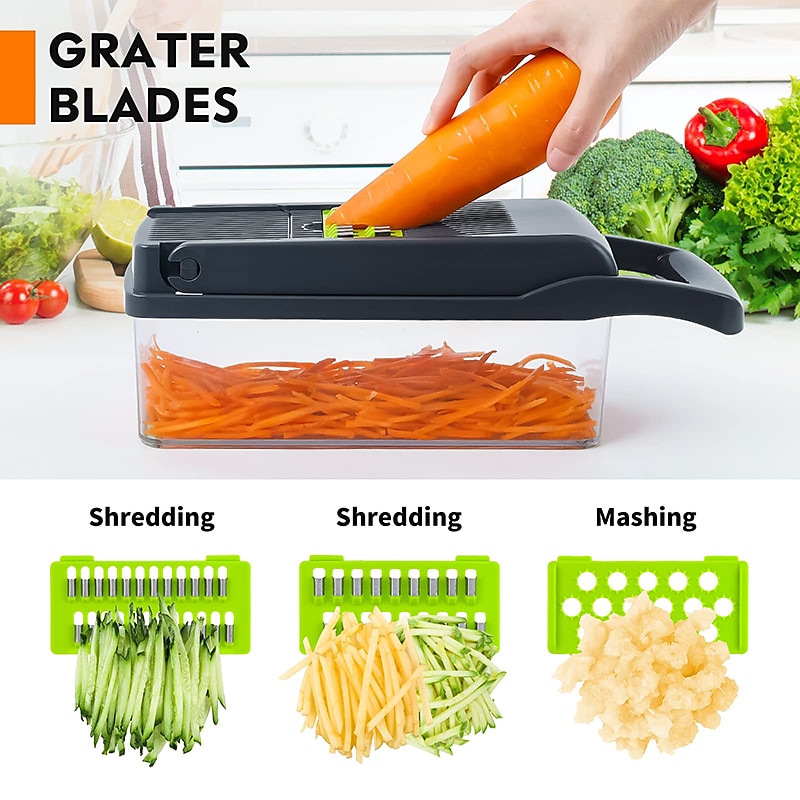 Vegetable Chopper 16 in 1Multifunctional Food Chopper Kitchen Vegetable Slicer Dicer Cutter Veggie Chopper With 8 Blades Carrot Chopper with Container 2025 - $46.99 –P2