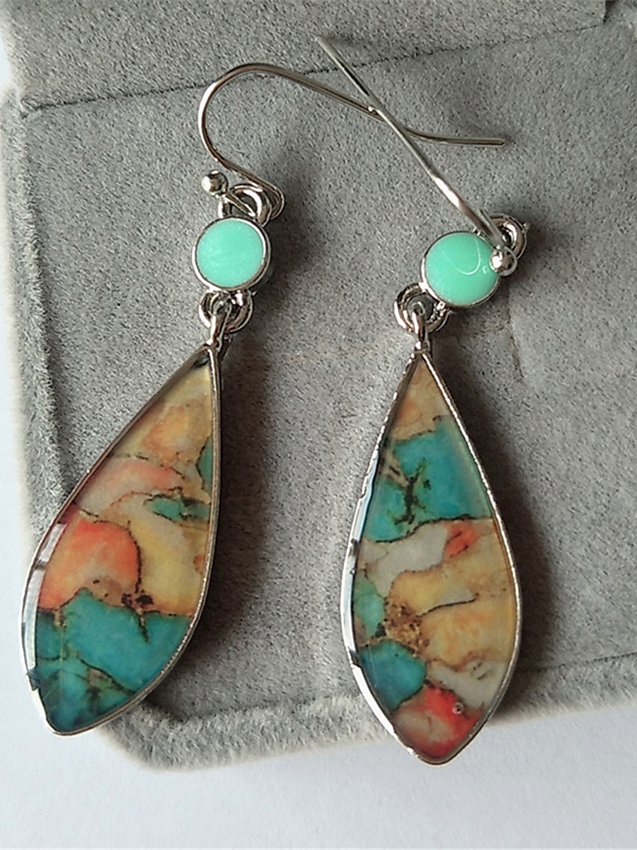 Mujer Pendientes Estilo Étnico Exterior Bloque de color Arete 2025 - $11.99 –P7