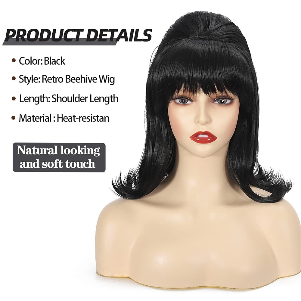 Bijenkorf Perkamenten Rood Vrouwen 60s 70s Perkamenten met Pony Krullend Synthetisch Vintage Drag Queen Perkamenten Cosplay Feest Perkamenten Halloween Perkamenten 2026 - $16.99 –P2