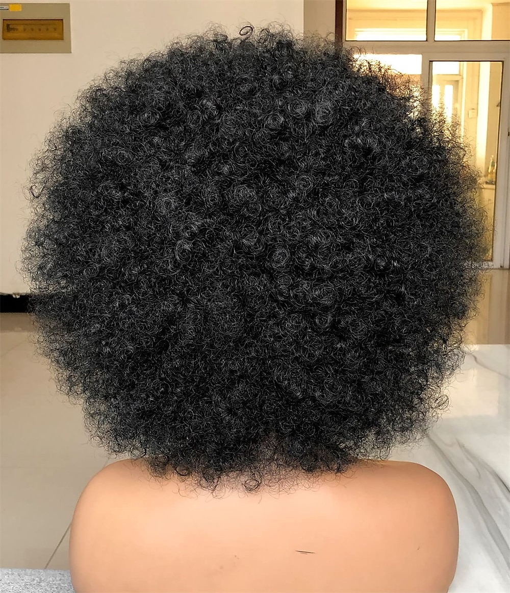 krátká afro paruka s ofinou pro černé ženy afro výstřední kudrnatá paruka 70. léta prémiová syntetická velká afro paruka karnevalová cosplay party paruka 2025 - $22.99 –P4