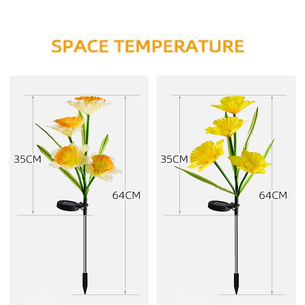 4 Head Solar Daffodil LED Lights Outdoor Garden Balcony Decoration Lights LED Waterproof Lawn Night Lights Imitation Plant Lights Holiday Party Atmosphere Lights 2026 - $20.99 –P1