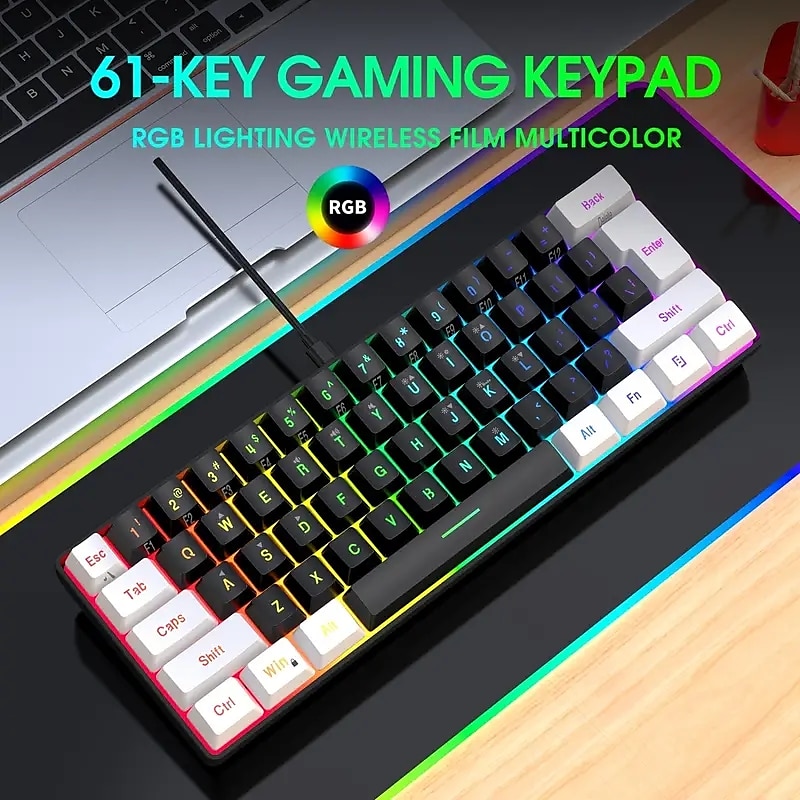 2025年 有線ゲーミングキーボード小型 rgb バックライト付き膜ゲーミングキーボード超コンパクトミニ防水キーボード pc コンピュータゲーマー  コレクション – $39.99 –P8