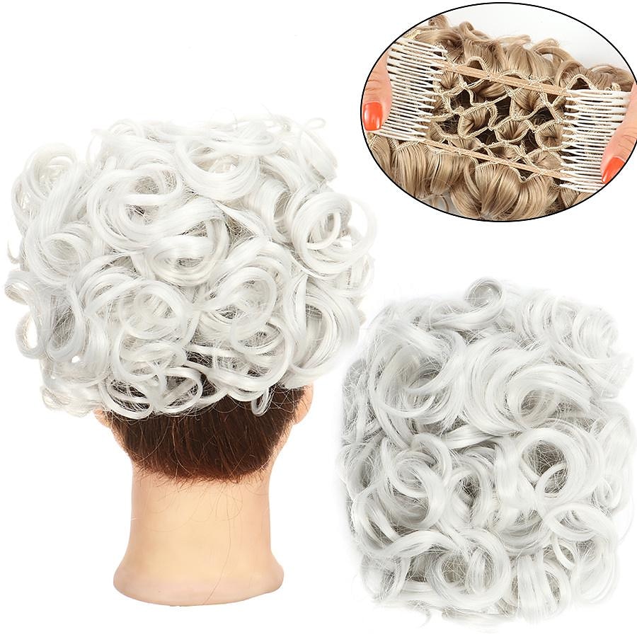 Gorgeous Curly Hair Bun Updo - Synthetic Elastic Band Comb Clips Hair Extension for Women 2025 - $15.99 –P12