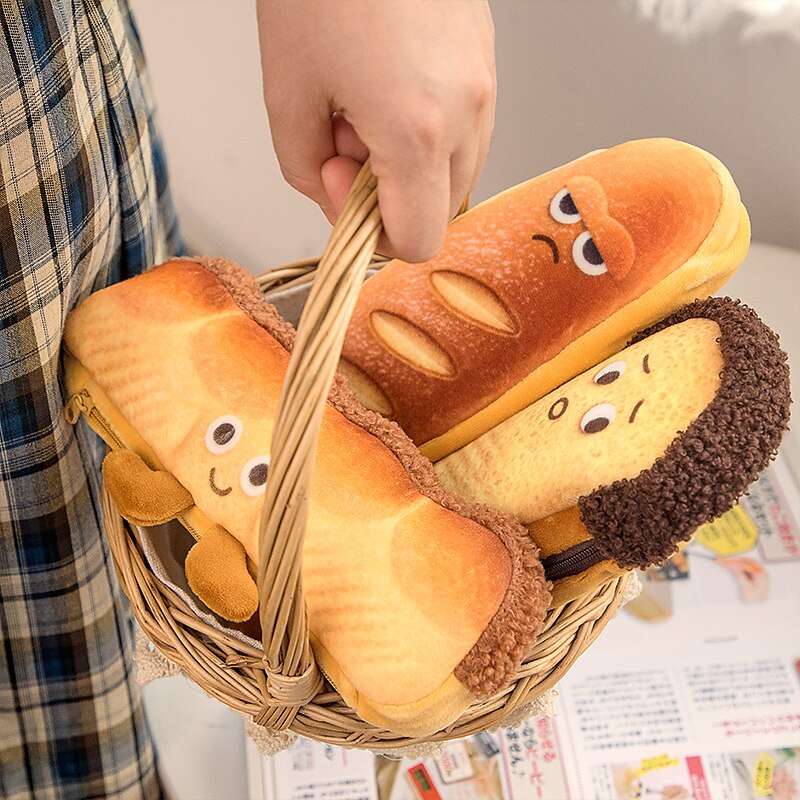 Bread Toast Pencil Case Bag for Girls Cute Plush Pen Pouch Box Large Capacity Student School Supplies 2025 - $11.99 –P12