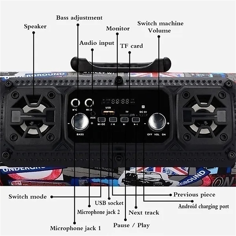 2025年 新しい usb /aux/tf カード電話 pc サブウーファースピーカーフォンワイヤレス bluetooth ポータブルスピーカーサラウンドステレオ屋外スピーカー  コレクション – $104.99 –P9