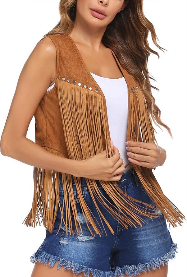Hippie Retro Vintage Tassel 1960s Hippie 1970s Disco Suede Vest 70s Fancy Dress Women 70s Outfits Women's Tassel Fringe Costume Vintage Cosplay Carnival Masquerade Holiday Sleeveless Vest Carnival 2025 - $27.99 –P3