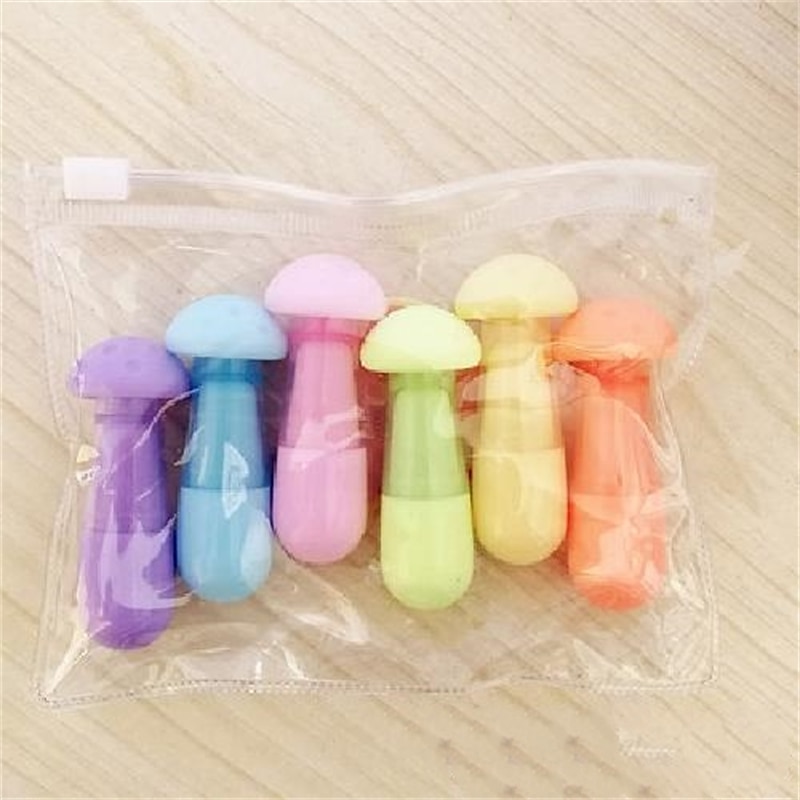 6 stks/partij capsules highlighter vitamine pil highlight marker kleur pennen tekening spot liner briefpapier kantoor schoolbenodigdheden 2025 - $9.49 –P7