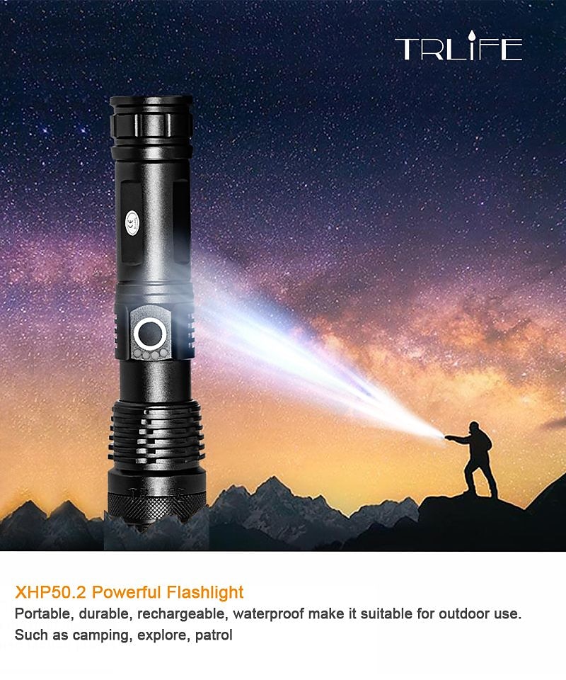 NEW High Power LED Flashlight XHP50Super Bright Usb Rechargeable Torch 18650 Zoom Powerful Flash Light Hunting Lantern （no battery） 2025 - $22.99 –P1