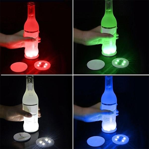 1/2/5pcs LED Coaster Flashing Creative Luminous Bottle LED Light Cup Sticker Mat Bar Club Party Supply Coaster Decor 2025 - $8.99 –P10