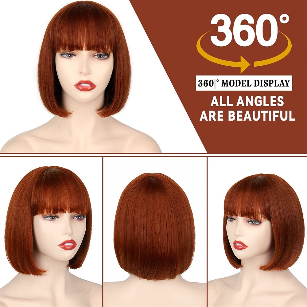 Red Wig Bangs Short Red Bob Wig for Women Auburn Wig Bob with Bangs for Daily Party Cosplay 2025 - KZT 8551.86 –P4