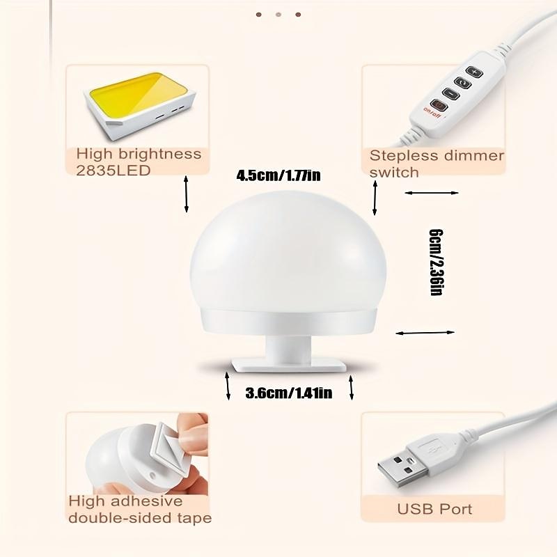 10 נורות 3 צבעים לד איפור מראה נורות usb מראה איפור איפור מנורות שולחן איפור לאמבטיה תאורת שולחן איפור לד מנורת קיר לעמעום 2025 - $16.99 –P4