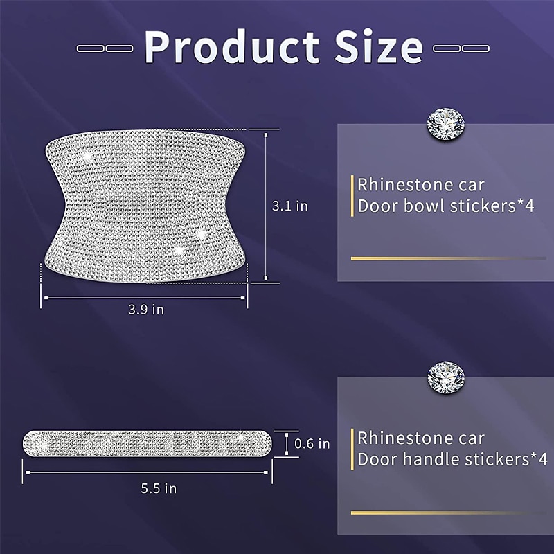 StarFire 1/2/4PCS Rhinestone Car Door Handle Stickers - Bling Car Accessories Crystal Glitter Door Handle Protector Stickers and Decals Scratch Safety Reflective Auto Sticker for Woman &amp Man 2026 - $11.99 –P7