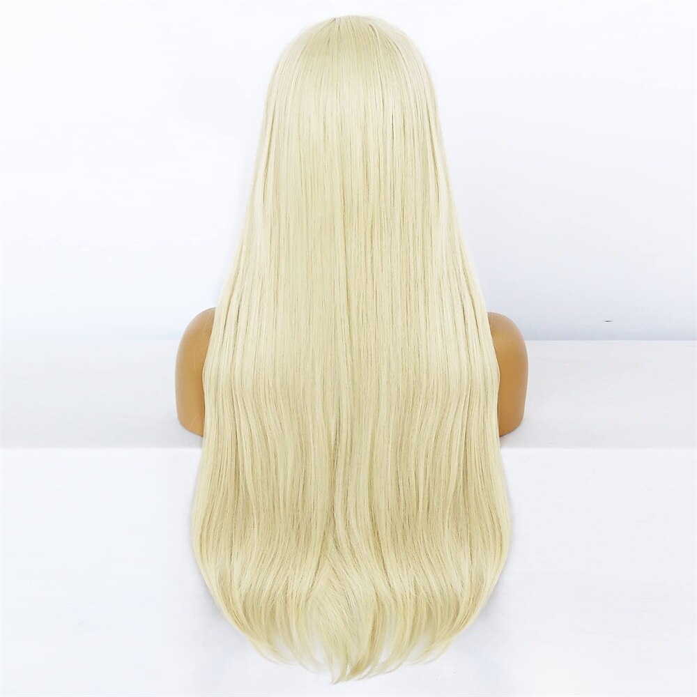 parrucca bionda lunga con frangia parrucca lunga e liscia per donna ragazza cosplay parrucca sostitutiva dei capelli resistente al calore parrucche sintetiche per uso quotidiano festa di carnevale del 2025 a $17.49 –P5