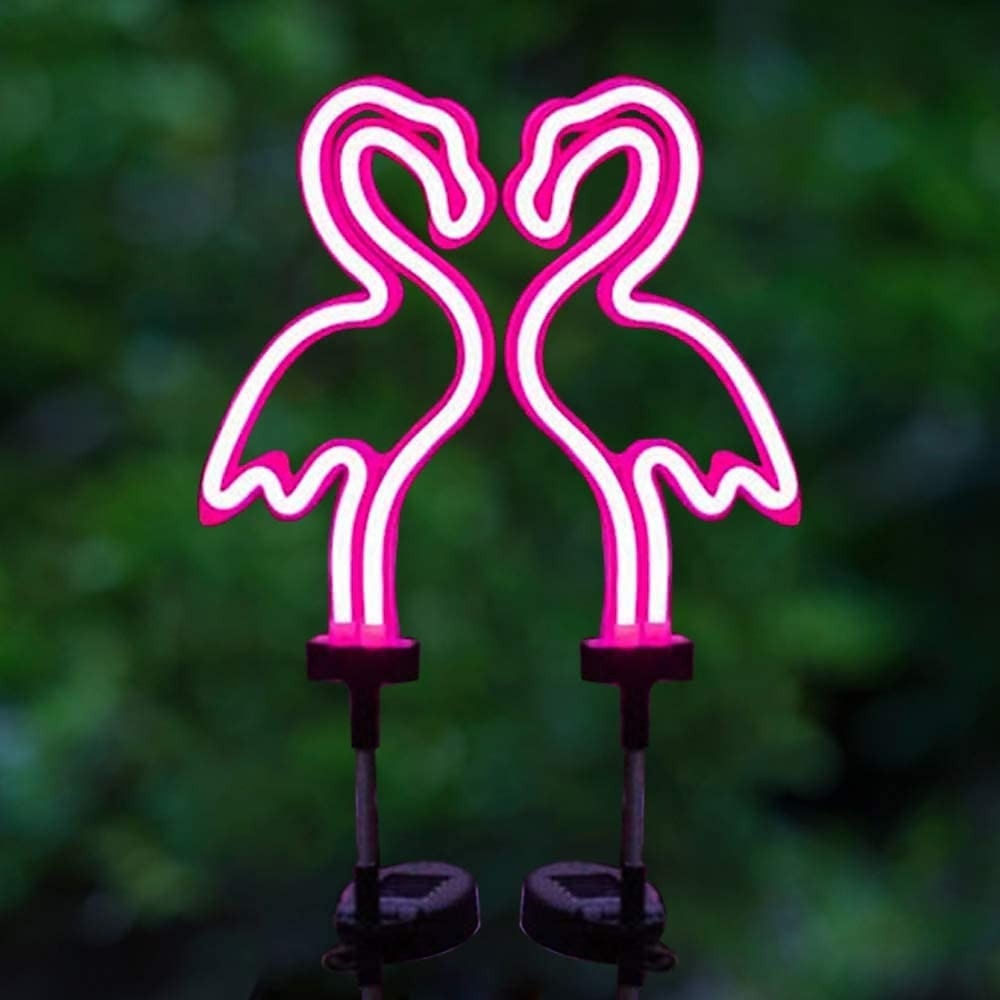 Lâmpada de gramado de flamingo neon led solar à prova d'água, luz de estaca de jardim elegante para decoração de caminho externo, pátio e quintal de 2025 por $25.99 –P2