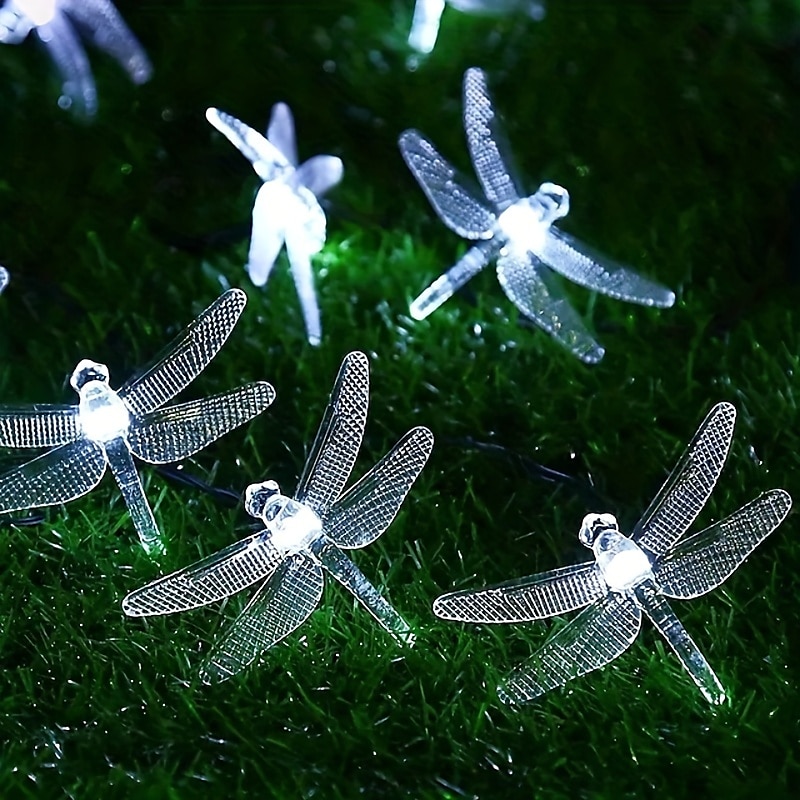 1 Stück Solar-Libellen-Lichterkette, wasserdicht, 20 LEDs, Libellen-Lichterkette, dekorative Beleuchtung für drinnen und draußen, Haus, Garten, Rasen, Zaun, Terrasse, Party 2025 - $12.49 –P10