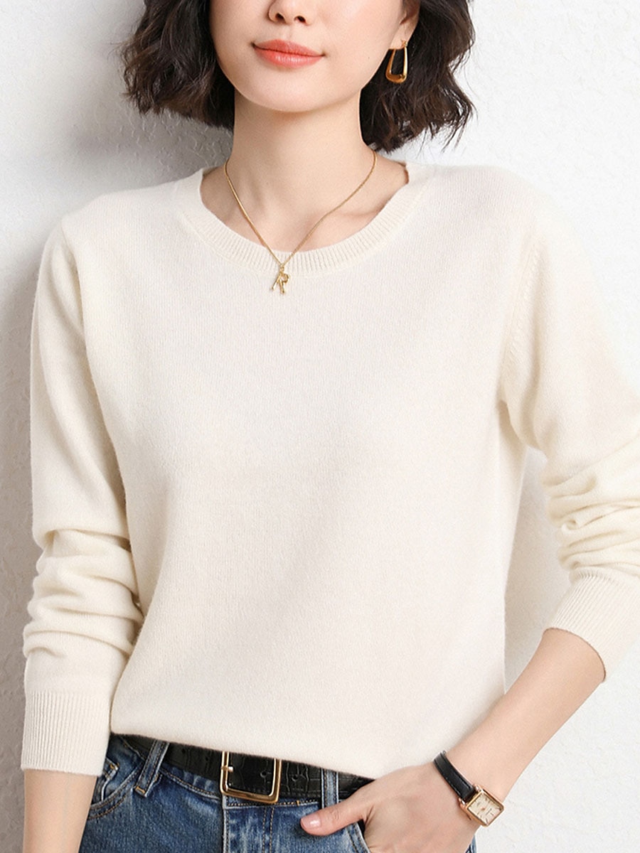 Femme Pull mode Décontractées Flexible Couleur unie A côtes Col Ras du Cou énorme manche longue Tricoter Extérieur du quotidien Sortie Noir Blanche Automne Hiver de 2025 ? $5.99 –P10