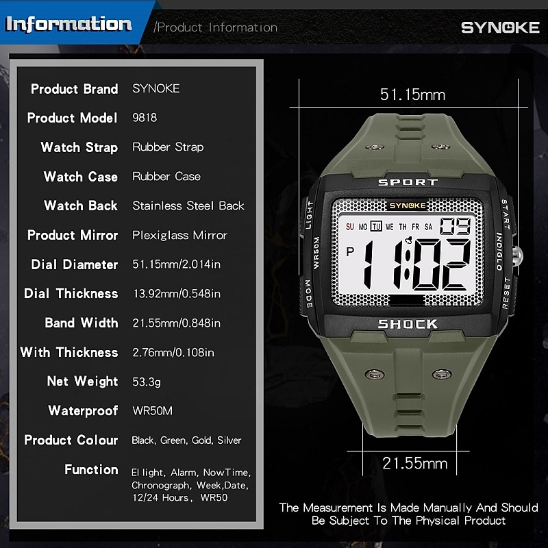 2026年 大きな数字のオーバーサイズデジタルウォッチ読みやすい5ATM防水学生向け  コレクション – $20.99 –P6
