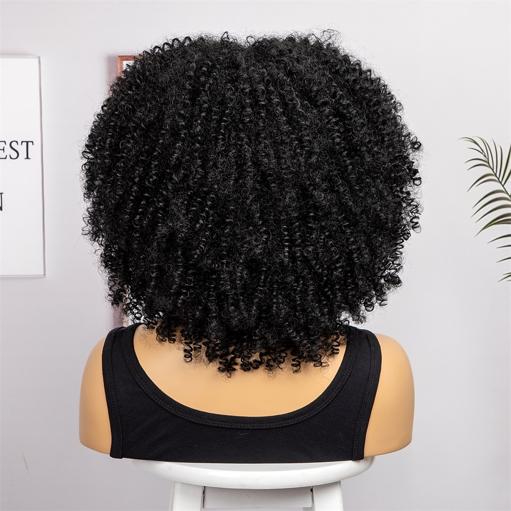 perucas afro curtas e cacheadas com franja para mulheres negras perucas afro marrom crespo e cacheado para mulheres negras perucas sintéticas resistentes ao calor perucas marrons fofas perucas de de 2025 por $27.99 –P13