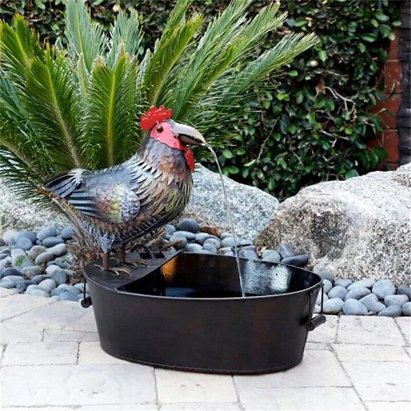 Decoración artística para patio de fuente, decoración artesanal de resina, decoración de jardín, búho, gallo grande, tucán, fuente de cuervo de agua corriente 2025 - $14.49 –P6