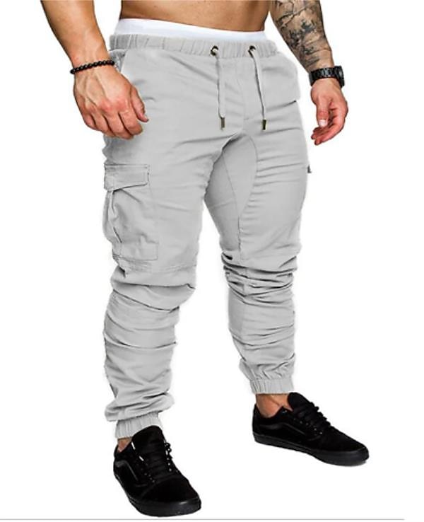 Men's Cargo Pants Cargo Trousers Casual Pants Drawstring Multi Pocket Solid Colored Full Length Daily Basic Casual Slim Black White Mid Waist Micro-elastic 2025 - $20.99 –P2