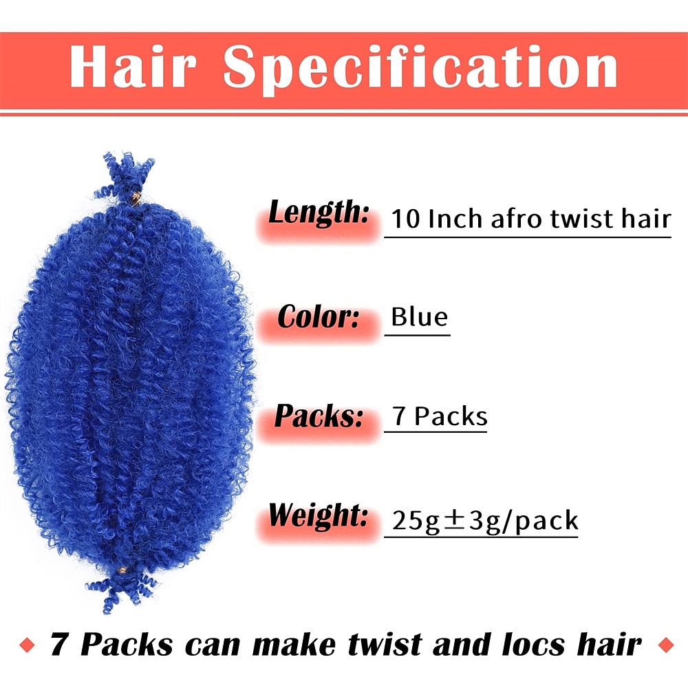 Marley Hair 10 Inch 7 Packs Pre Separated Springy Afro Twist Hair Marley Twist Braiding Hair for Faux Locs Crochet Hair Pre Fluffed Spring Twist Hair Synthetic Hair Extensions 2025 - $34.99 –P8