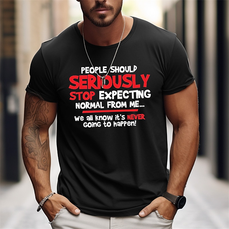 Homme Lettre Impressions Graphiques T-shirt T-shirt graphique Coton Manche Courte Graphique Chemise Noir Gris foncé Vert Véronèse T-shirt confortable Extérieur Rue Vêtements de créateurs de mode de 2025 ? $15.99 –P3