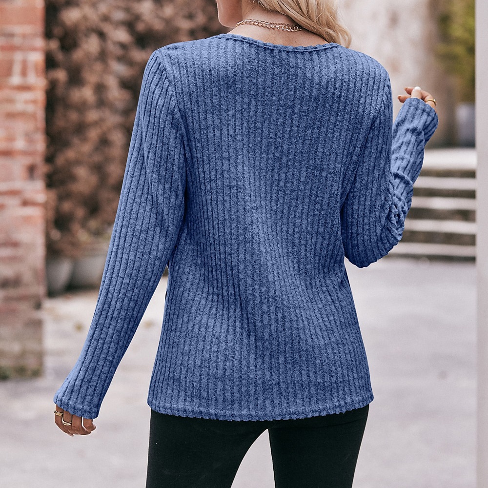 Damen T Shirt Burgunderrotes T-Shirt Glatt Basic Langarm Rundhalsausschnitt Normale Oberteile Täglich Wochenende Schwarz Wein Blau Grün Grau Herbst Winter 2025 - $23.99 –P6