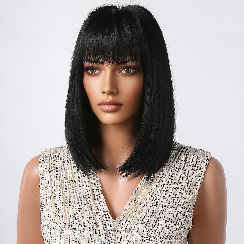 parrucche bob nere per donna parrucche bob corte con frangia parrucche dritte per uso quotidiano sostituzione dei capelli capelli naturali in cerca di uso quotidiano da ragazza del 2026 a $24.99 –P3