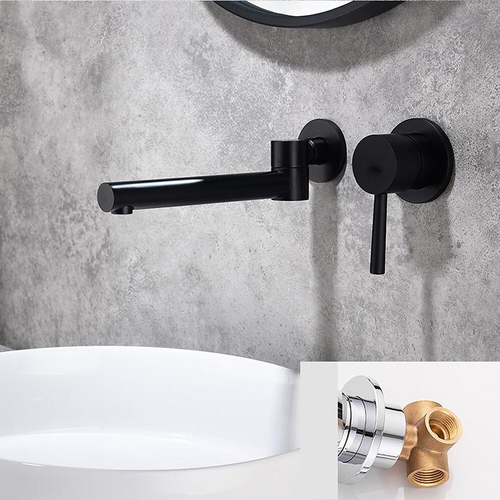 Concealed Wall Mount Bathroom Faucet Sink Mixer Basin Taps, Rotatable Washroom Vessel Single Handle Tap with Cold and Hot Hose 2025 - $80.99 –P6