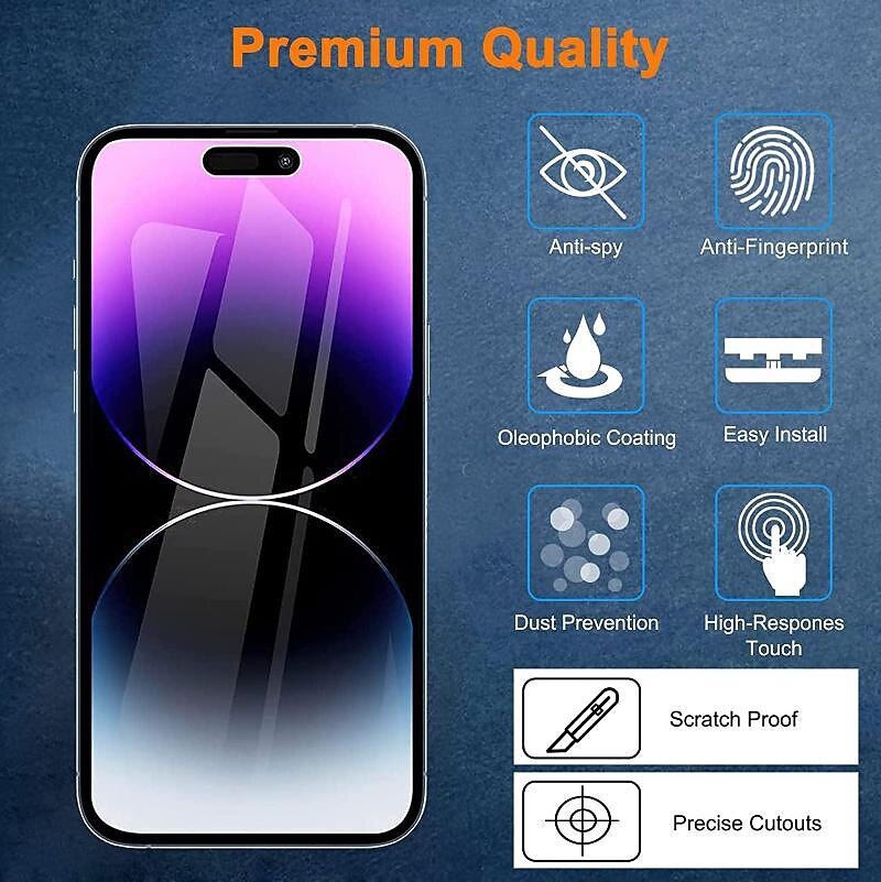 3 pcs Screen Protector For Apple iPhone 16 iPhone 15 Pro Max Plus iPhone 14 13 12 11 Pro Max Mini X XR XS Max 8 7 Plus Tempered Glass Privacy Anti-Spy 9H Hardness Anti-Fingerprint Explosion Proof 3D 2025 - $13.99 –P12