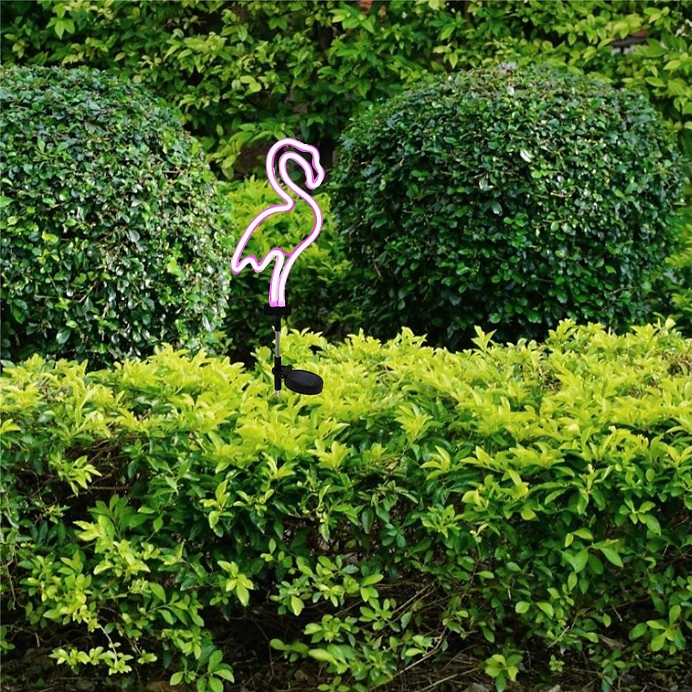 Lâmpada de gramado de flamingo neon led solar à prova d'água, luz de estaca de jardim elegante para decoração de caminho externo, pátio e quintal de 2025 por $25.99 –P9