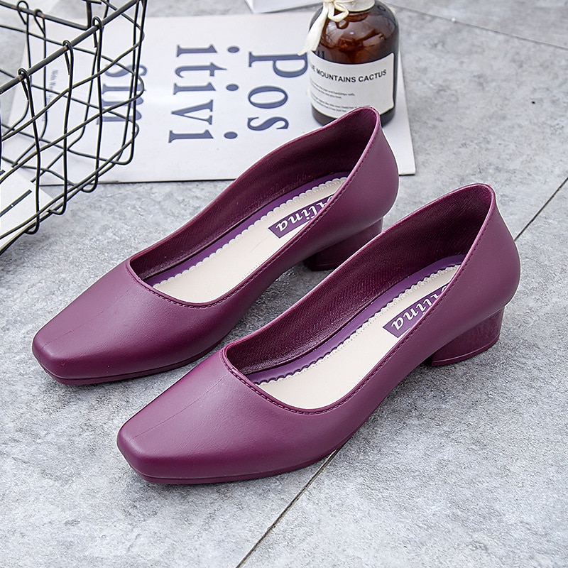 Zapatos negros de tacón bajo para mujer: zapatos clásicos sin cordones con punta redonda para la oficina, el trabajo y ocasiones formales. 2026 - $18.99 –P13